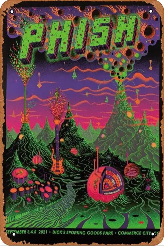 Phish Commerce City 2021 (AP Edition) Concert Posters Vintage Metal Tin Sign Wall Decor for Bars, Restaurants, Cafes, Pubs  Art