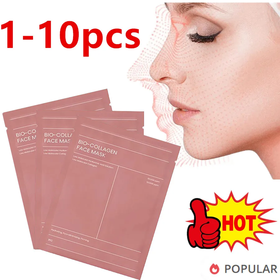 1-10Pcs Bio Collagen Face Mask Shrink Pores Deep Hydrating Overnight Mask Moisturizing Refreshing Brightening Face Skin Care