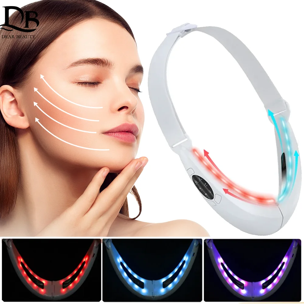 Wireless Vibration V-Line Lift Up Belt EMS Facial Lifting Device LED Photon Therapy Face Slimming Massage Double Chin Removal