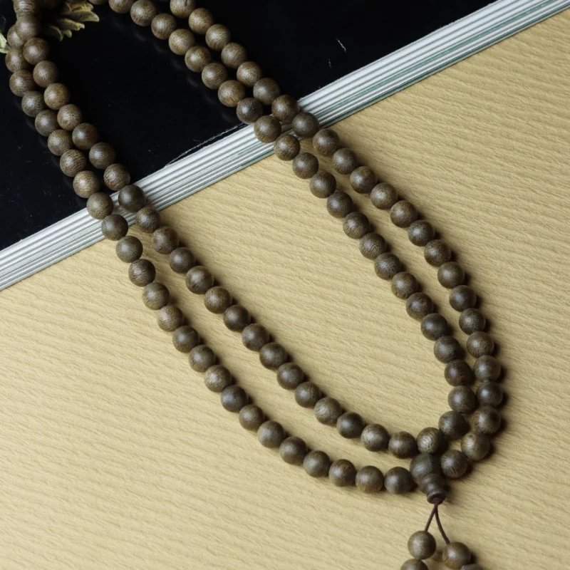 

Натуральный оригинальный белый браслет Qi Nan 08 из агарового дерева, многорядный, для молитв, унисекс, буддийские бусы, праздничный подарок