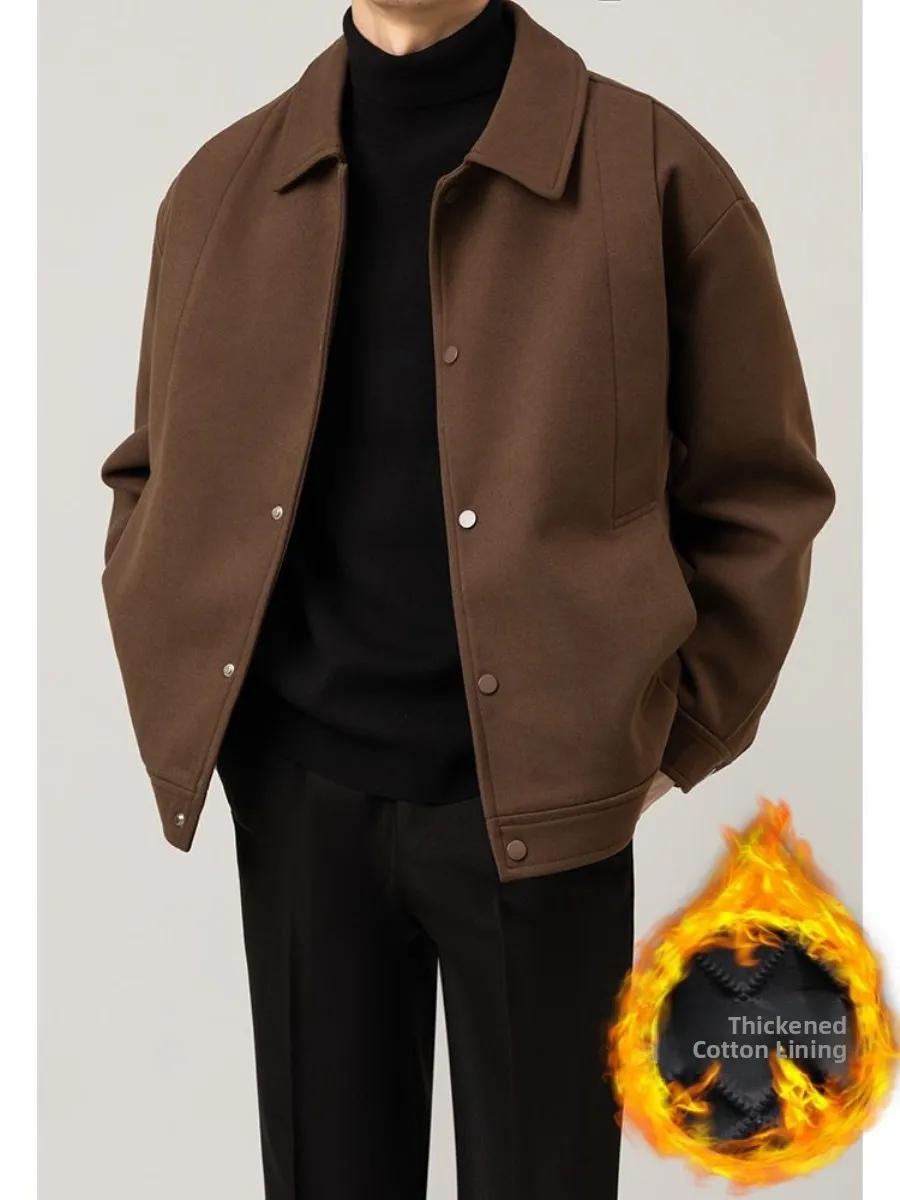 

Мужская повседневная фланелевая куртка: осенне-зимняя модная спортивная свободная куртка с отложным воротником в корейском стиле, дышащая, для весенней носки