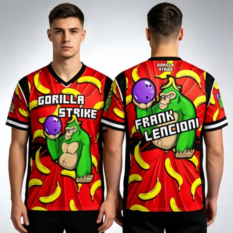 New Banana Full 3DPrint V Neck Bowling Jersey Gorilla Strike Cartoon  Bowling Ball Graphic Quick Dry Family Matching Tops