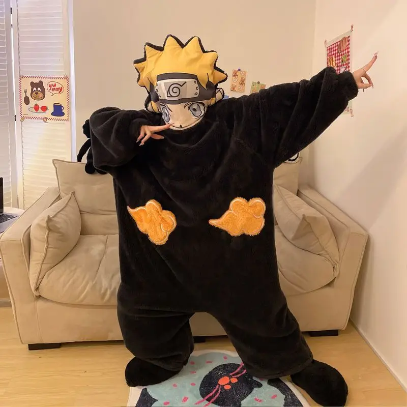 NARUTO-ナルト-コスプレジャンプスーツ,フード付きネグリジェ,簡単な