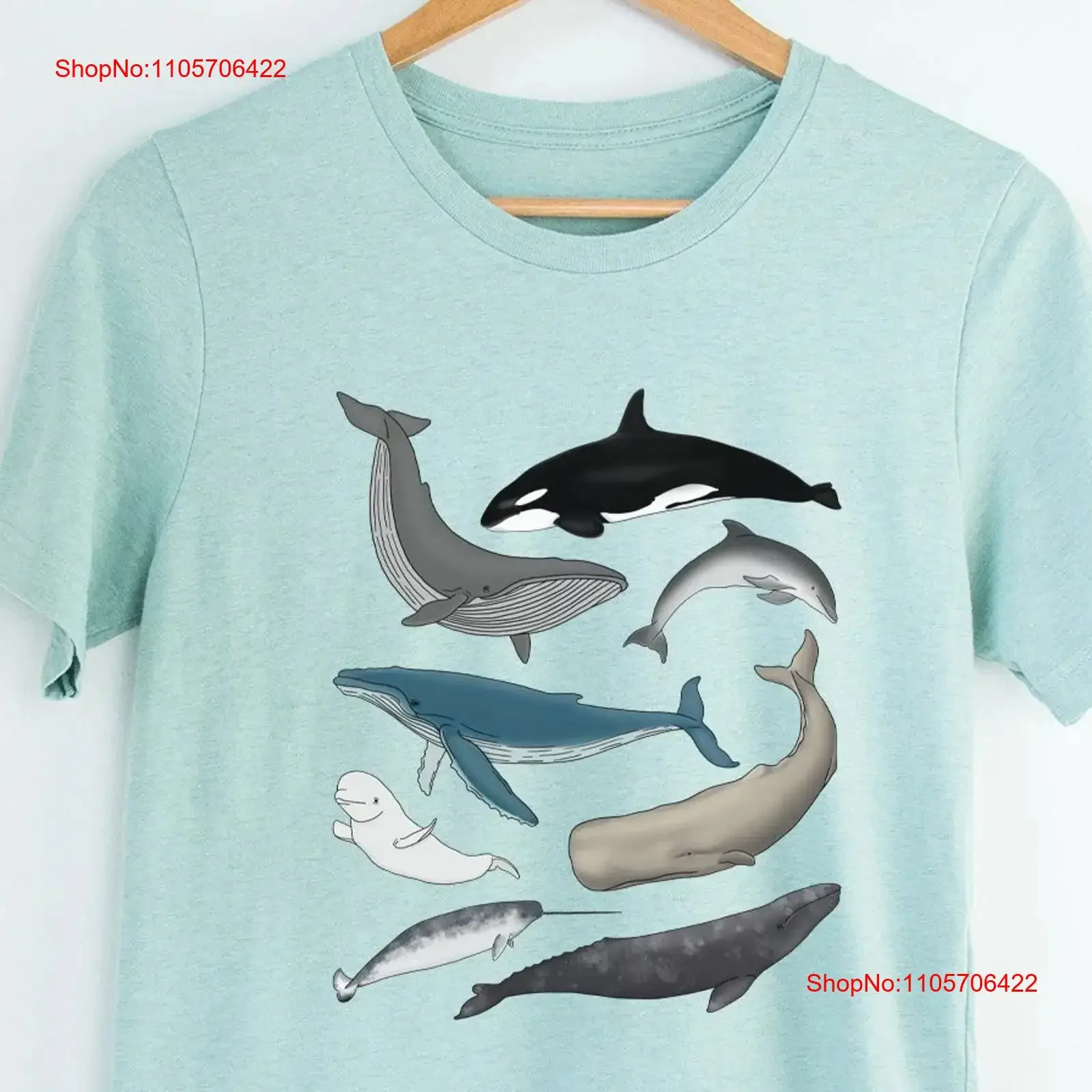 Whale T Shirt Ocean Beluga Orca Dolphin Sea Animals Save the Marine Biology vintage Washed Top For Everyday Wear Slightly