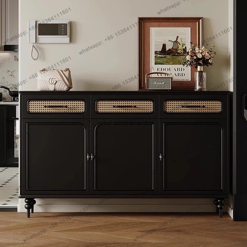 Mueble zapatero americano de ratán, mueble de madera maciza creativo francés para sala de estar, mueble divisor de ambientes, mueble retro francés para el hogar, aparador FYLC