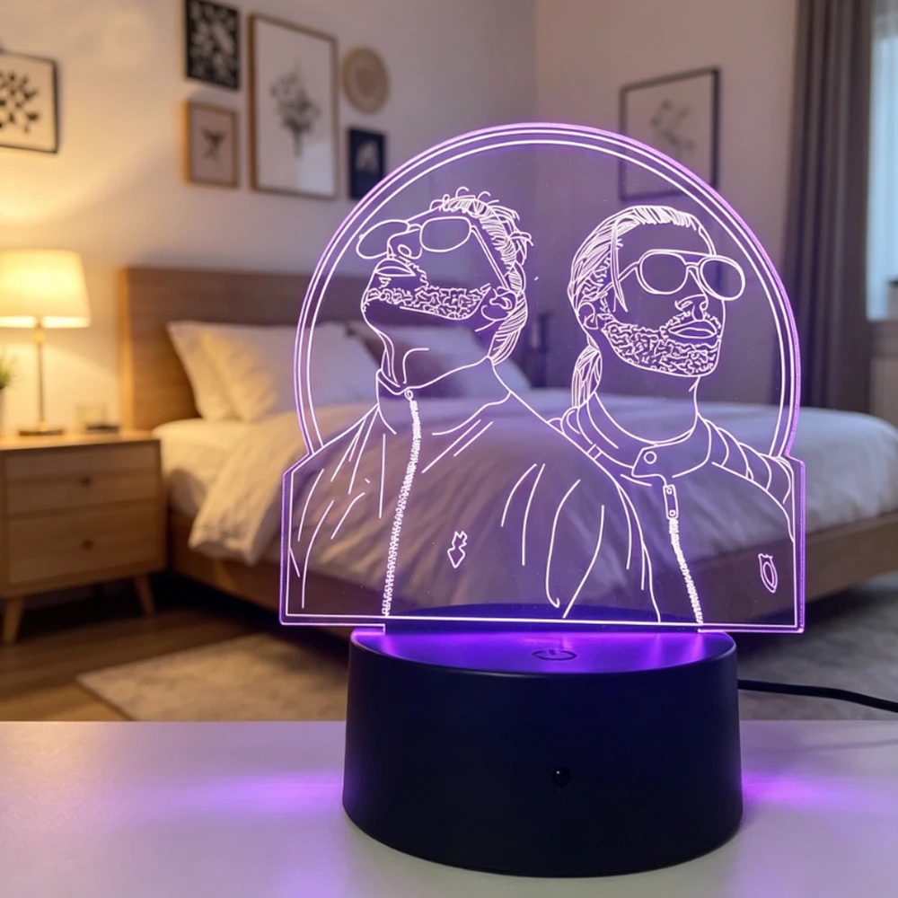 

Duo Portrait 3D Illusion Lamp LED RGB Night Light for Bedroom Living Room Home Decor Fans Collection Gift