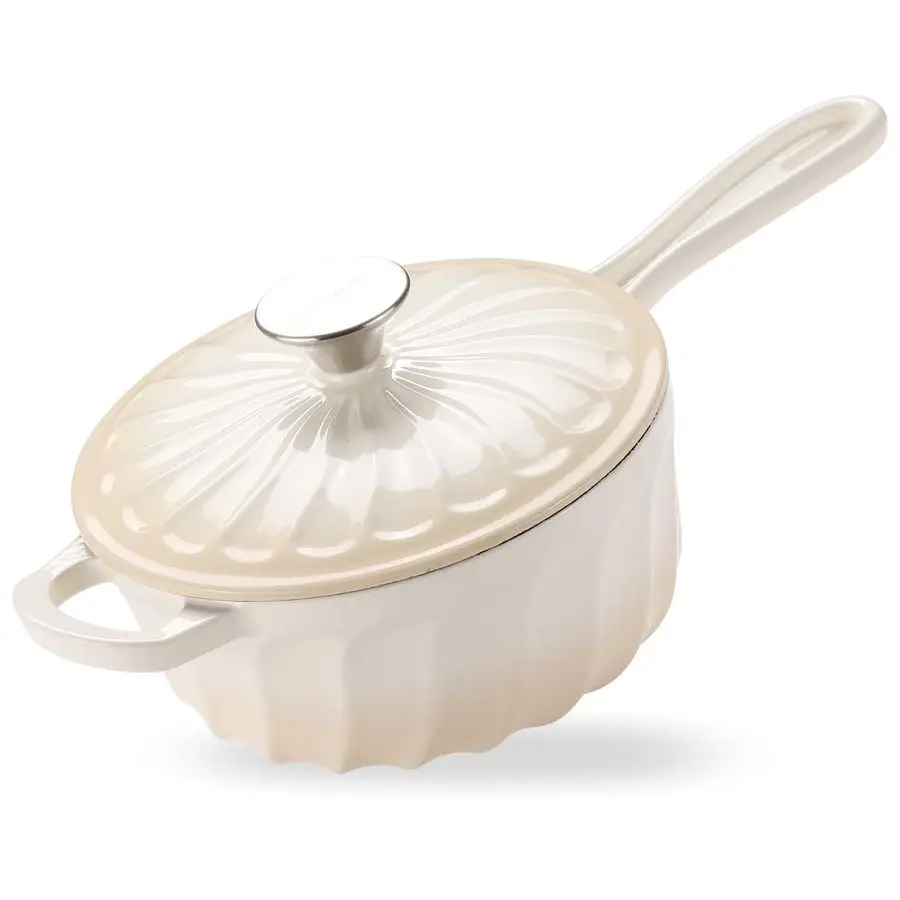 

Cast Iron Sauce Pan, 2 Quart Enameled Saucepan with Lid, Mini Dutch Oven Enamel Saucepan for Cooking Pasta Sauce, Gravy, Pudding