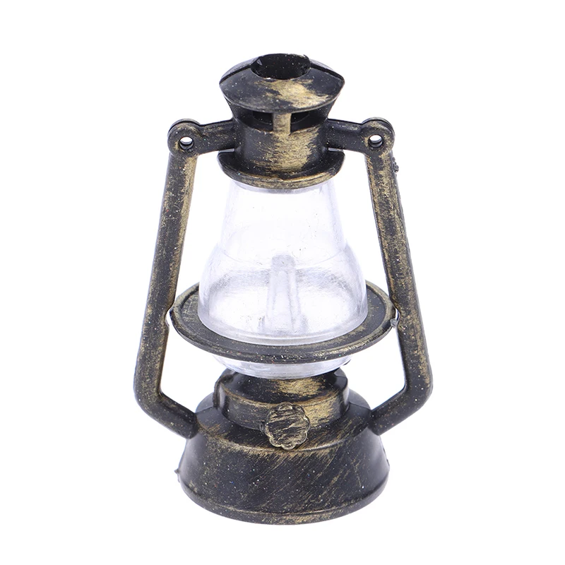 1Pc miniaturowe Retro świecące lampy naftowe Model w/bateria ściana światło oświetlenie LED dekoracja mebli dom dla lalek Living Scene Decor