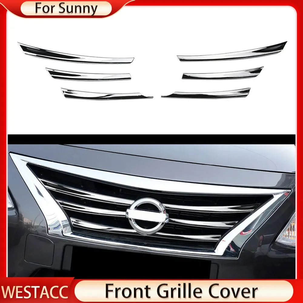 Car Front Grille Bumper Cover for Nissan Sunny Versa Latio Almera 2015 2016 2017 2018 Grill Strip Trim Styling Accessories