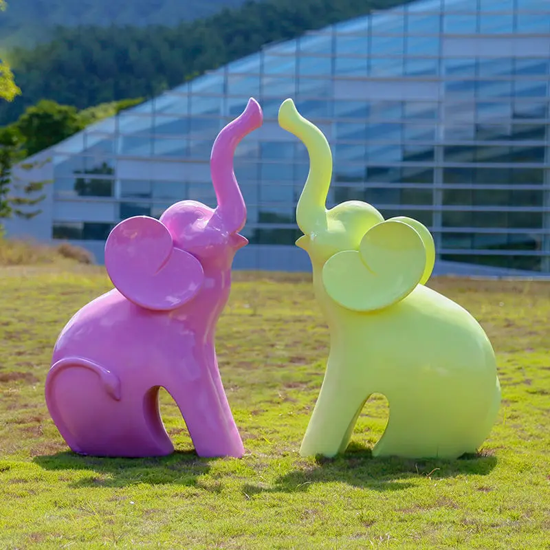 Elephant fiberglass animal sculpture park community wine decoration ornament