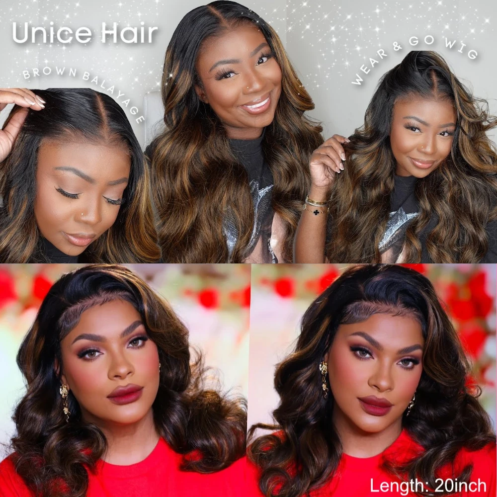 UNice Bye Bye Knots 7x5 Lace Closure Caramel Brown Loose Wave Wig Pre Cut Pre Bleached Glueless Wig Human Hair Ready To Wear Go