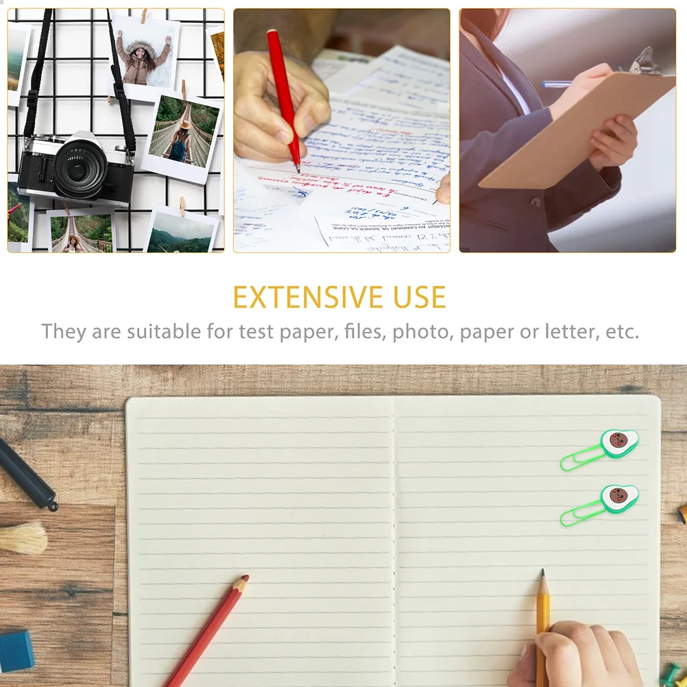 

8pcs Avocado Shaped Paper Clips Cute Document Clips For Office School Small File Paperclips Creative Fruit Paper Clip Marking