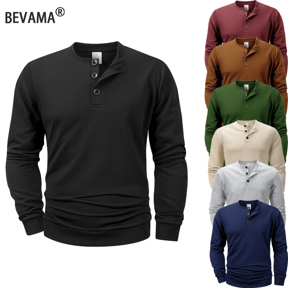 

Men's Long Sleeve Henley Shirts Hoodie Thick 3-Button Autumn Casual Tops Solid Color Soft Basic Hoodies Tops 2025 Men Clothing