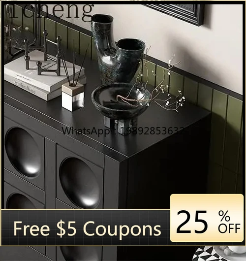 

ZZ retro home entry black floor-to-ceiling entrance cabinet living room bedroom integrated storage cabinet against the wall