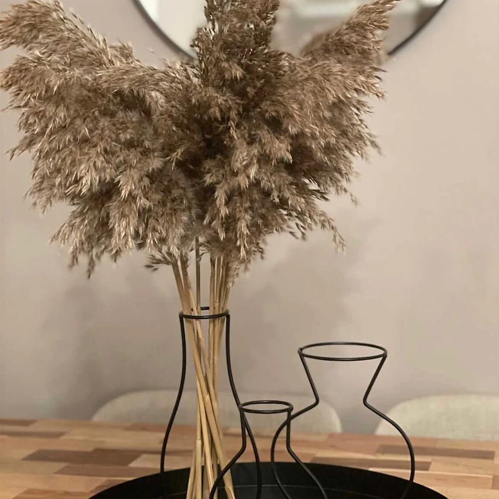 Brown Color Pampas Grass Fluffy Small Reeds Flowers Bouquet Natural Dried Pampas Grass for Flower Arrangements Boho Home Decor