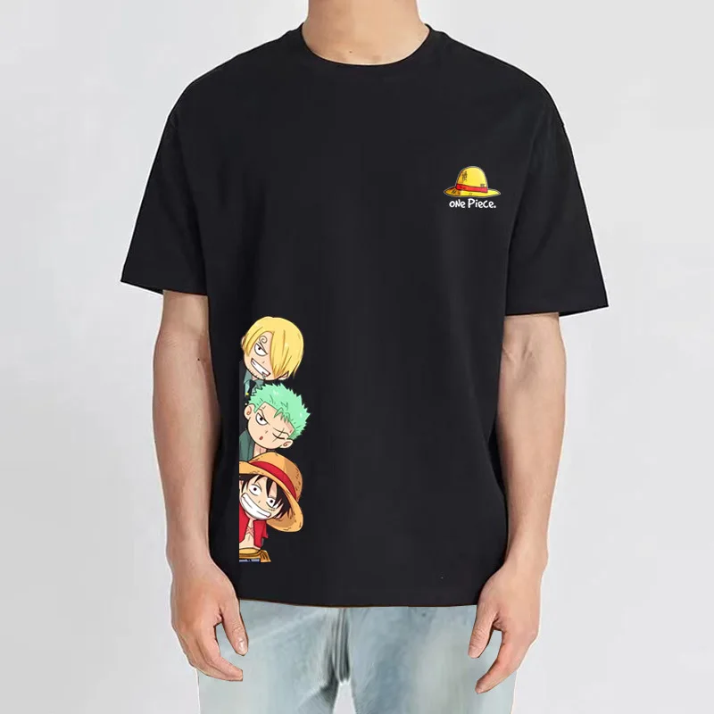 Camiseta Anime Harajuku masculina, chapéu de palha, pirata, macaco, D, Luffy, camiseta gráfica manga, tops de manga curta, roupas masculinas, 1 peça