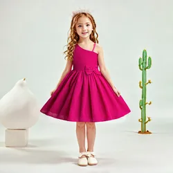 3-8 Years Kids Girls Princess Dress Children's Birthday Wedding Chrisrmas Dress One Shoulder Elegant Velvet Sequin Evening Dress