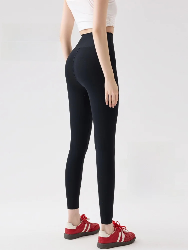 Modale, tiefbraune, verlängerte Fitn-Freizeithose mit hoher Taille, Bauchkontrolle, Po-Lifting, SL, Yoga, Sport, Freizeithose