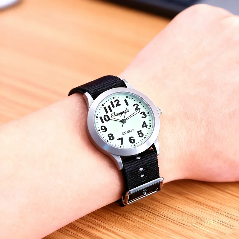 2025 CYD جودة عالية بنين بنات الرياضة في الهواء الطلق كوارتز ساعات المعصم الطلاب وقت التعلم على مدار الساعة موضة ساعات قماش مضيئة