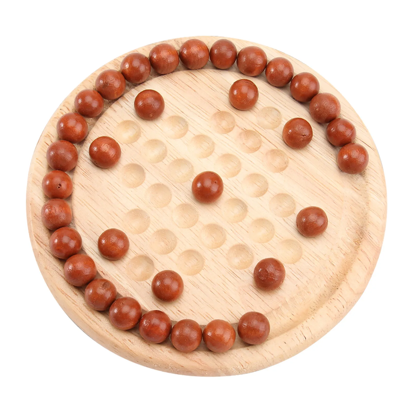 

1Set Classical Wooden Europe Board Game Single Chess Peg Move Adult Cognitive Skill Builder Hand Eye Coordination