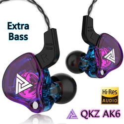 Original QKZ AK6 Stereo HiFi Earphone Extra Bass Headphones with Mic Copper Driver InEar Wired Sports Music Earbuds Stage Return
