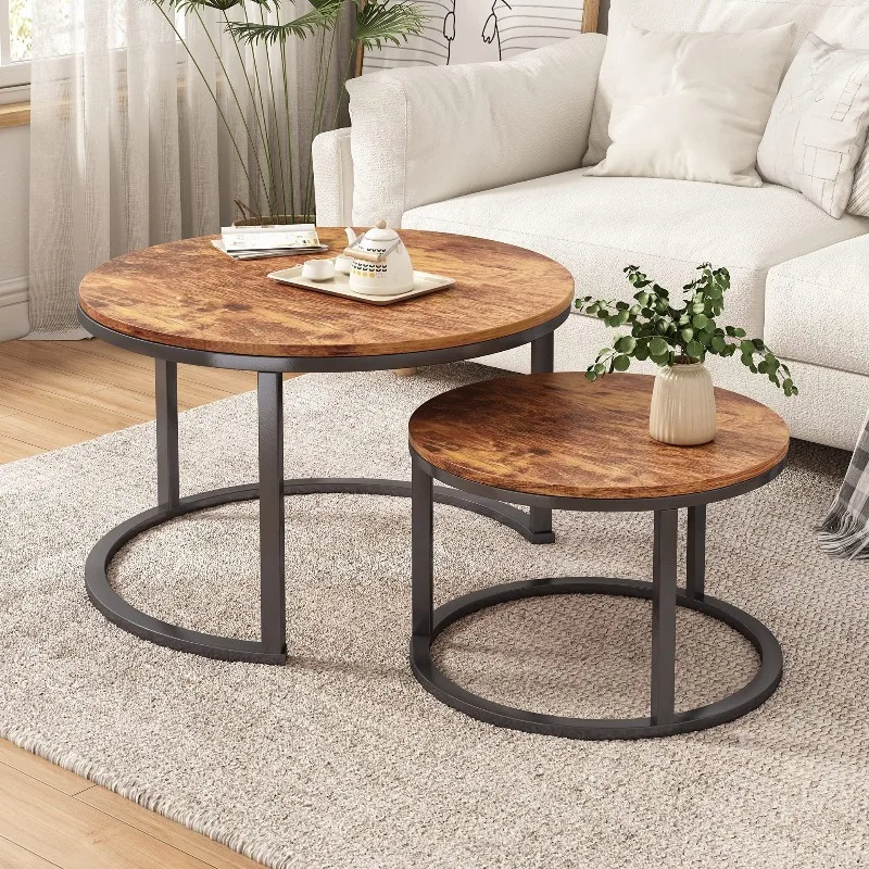 

Apartment type living room coffee table, Nordic tea table size round combination coffee table