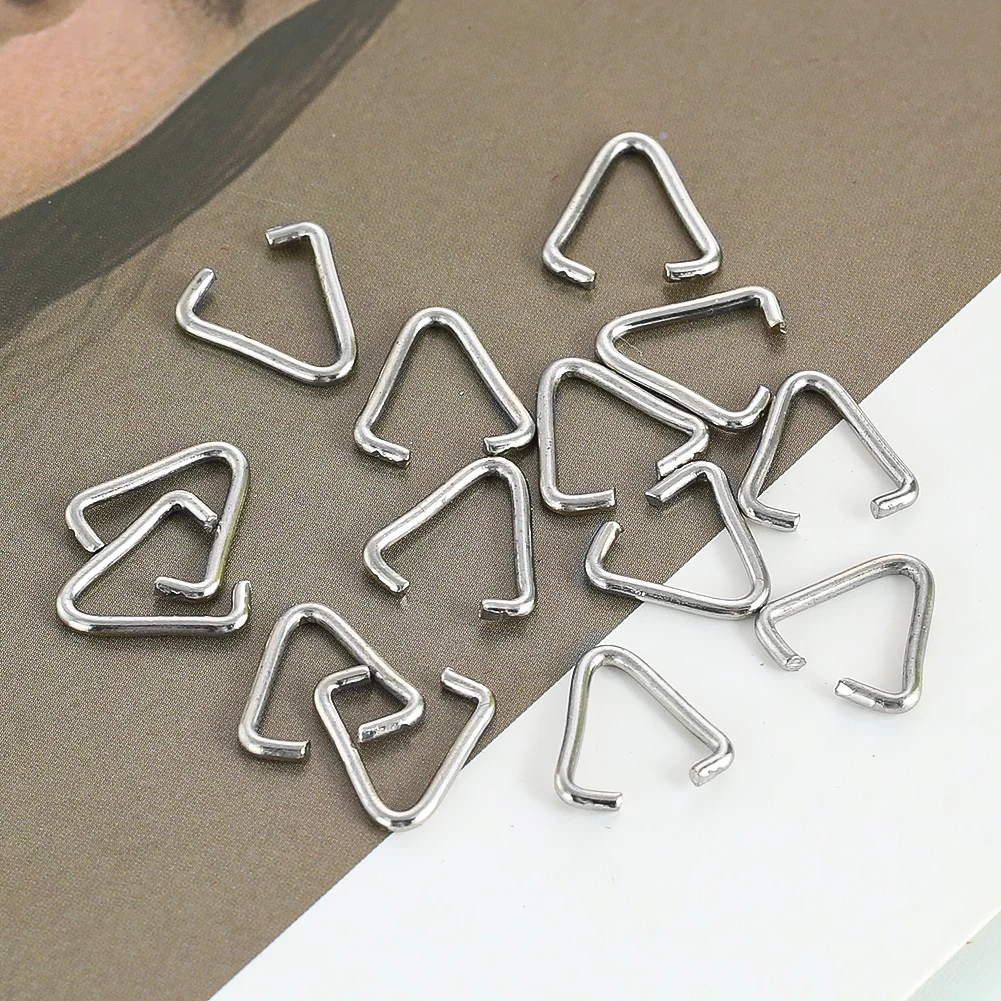 100pcs Triangle Open Jump Rings Clip Buckle Chandelier Crystal Bead Connector Clasps Hooks Pendant Jewelry Findings Accessories