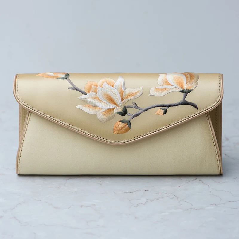 

Элегантная шелковая сумочка-клатч с вышивкой для женщин, в винтажном художественном стиле, жесткая, для вечерних мероприятий