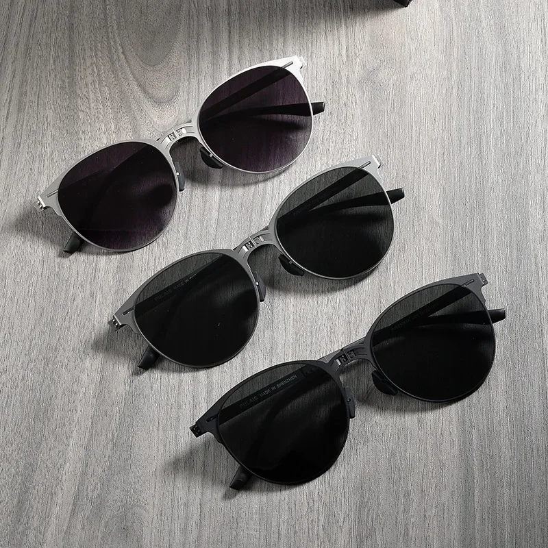 New Round Lightweight Folding Sunglasses for Men Alloy Outdoor Fashion Car Driving Fishing Retro Polarized SUN GLASSES UV400 image 5