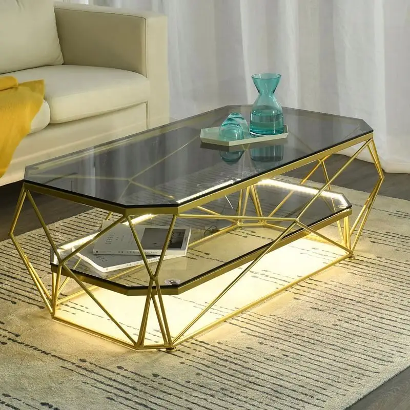 ah-Northern Europe Contracted Modern Tea Table Small Family Sitting Room Luxury Transparent Plexiglass Glass Top Coffee Table！