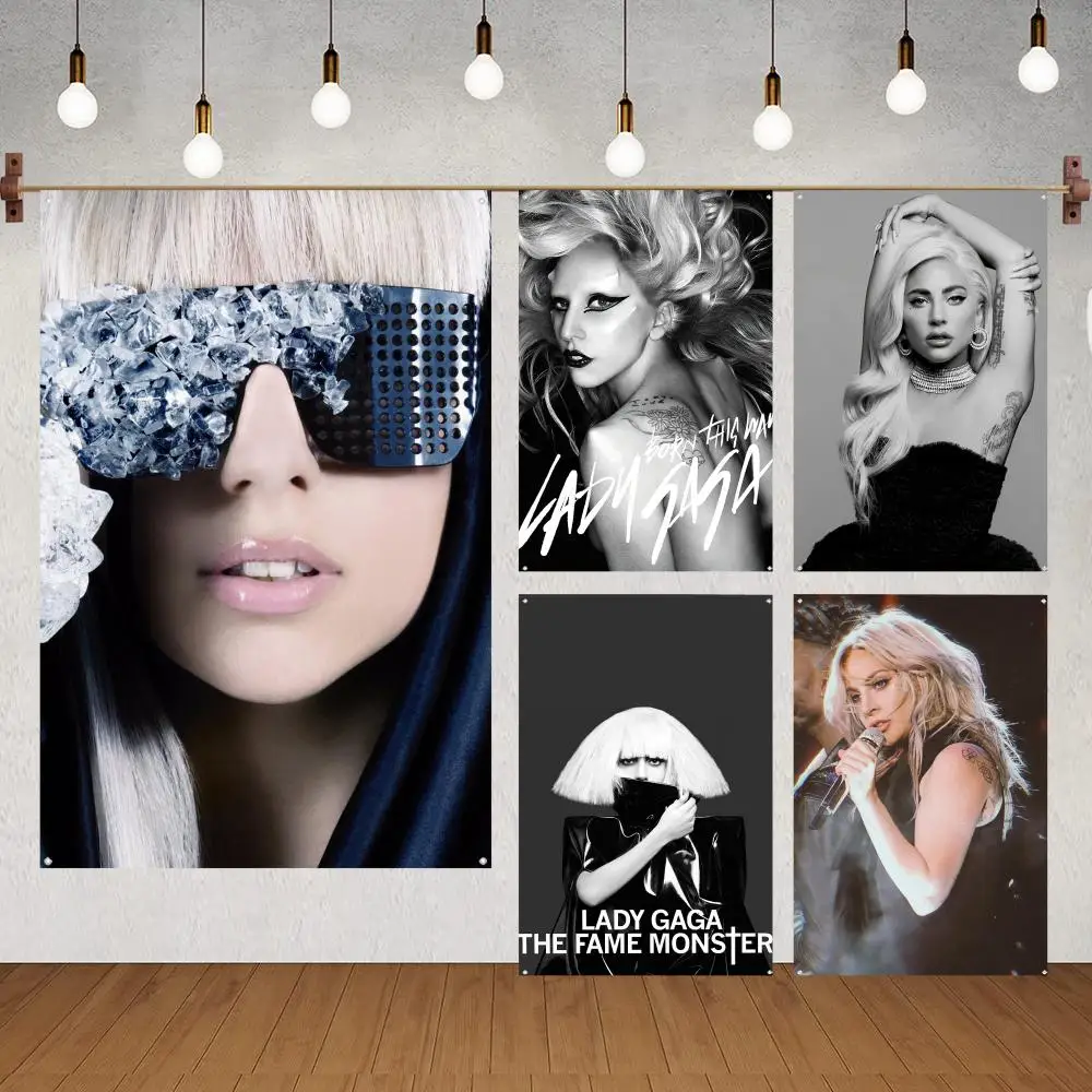 Lady Gaga Flags Flags for indoor decoration with no edging and four corner rings for easy hanging