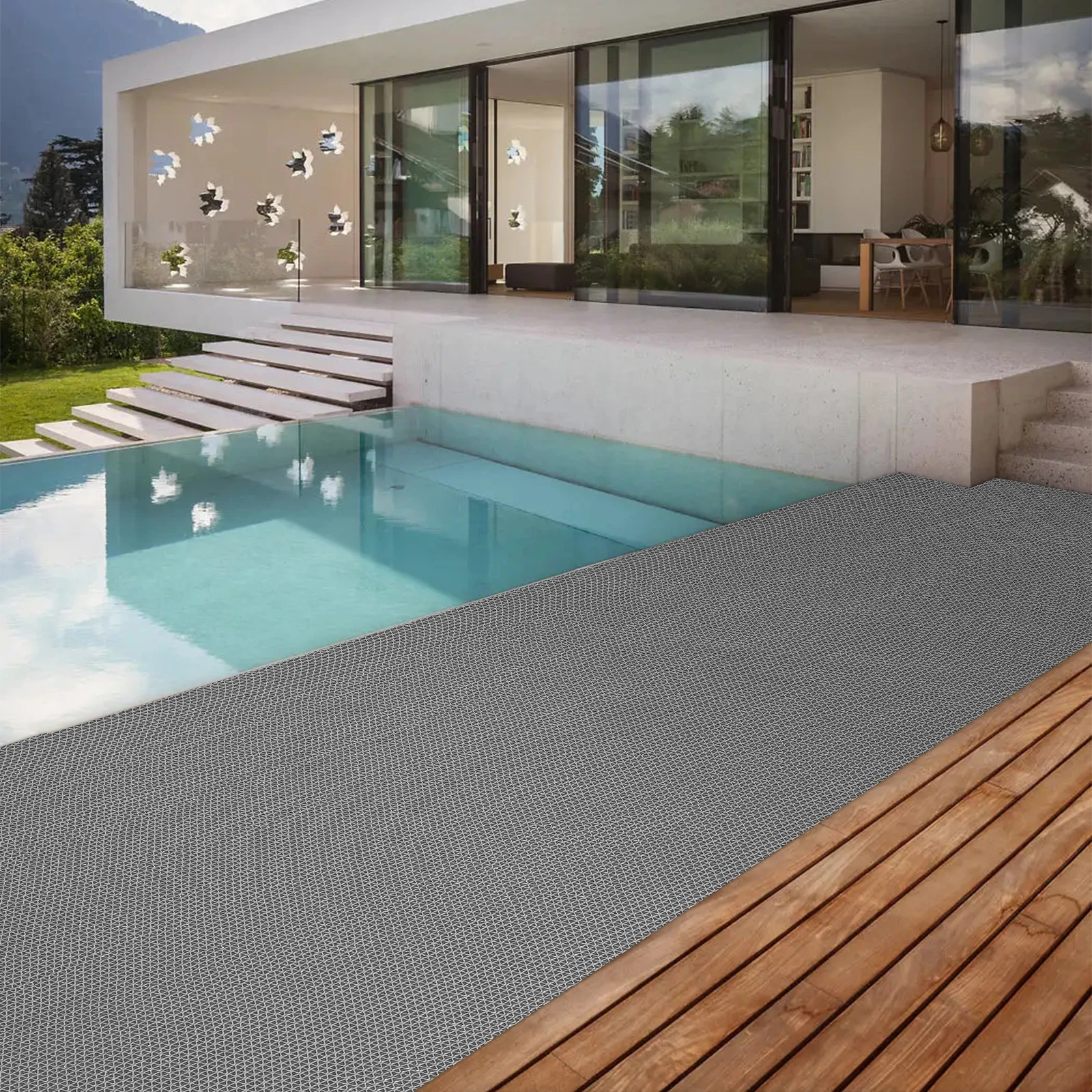 

Gray PVC Plastic Anti-Slip Floor Mat, 5mm Thick S-Shaped Hollow Indoor/Outdoor Drainage Mat Floor Accessory for Garage, Bathroom