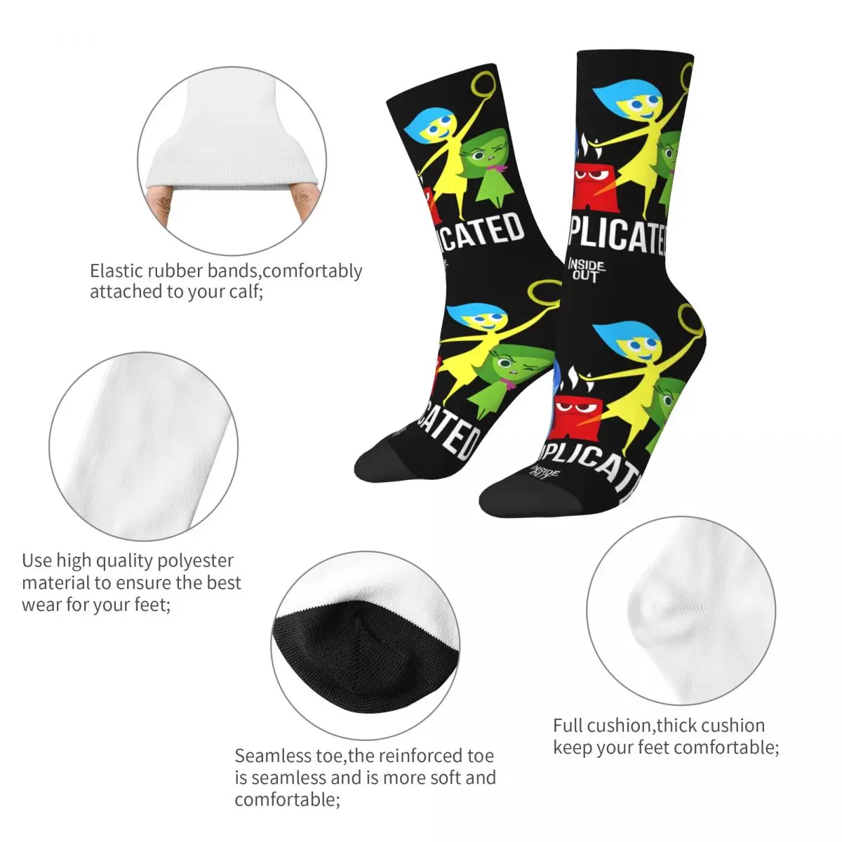 Autumn Winter Fashion Women Men Inside Out Complicated Emotions Group Shot Socks Non-slip Basketball Socks