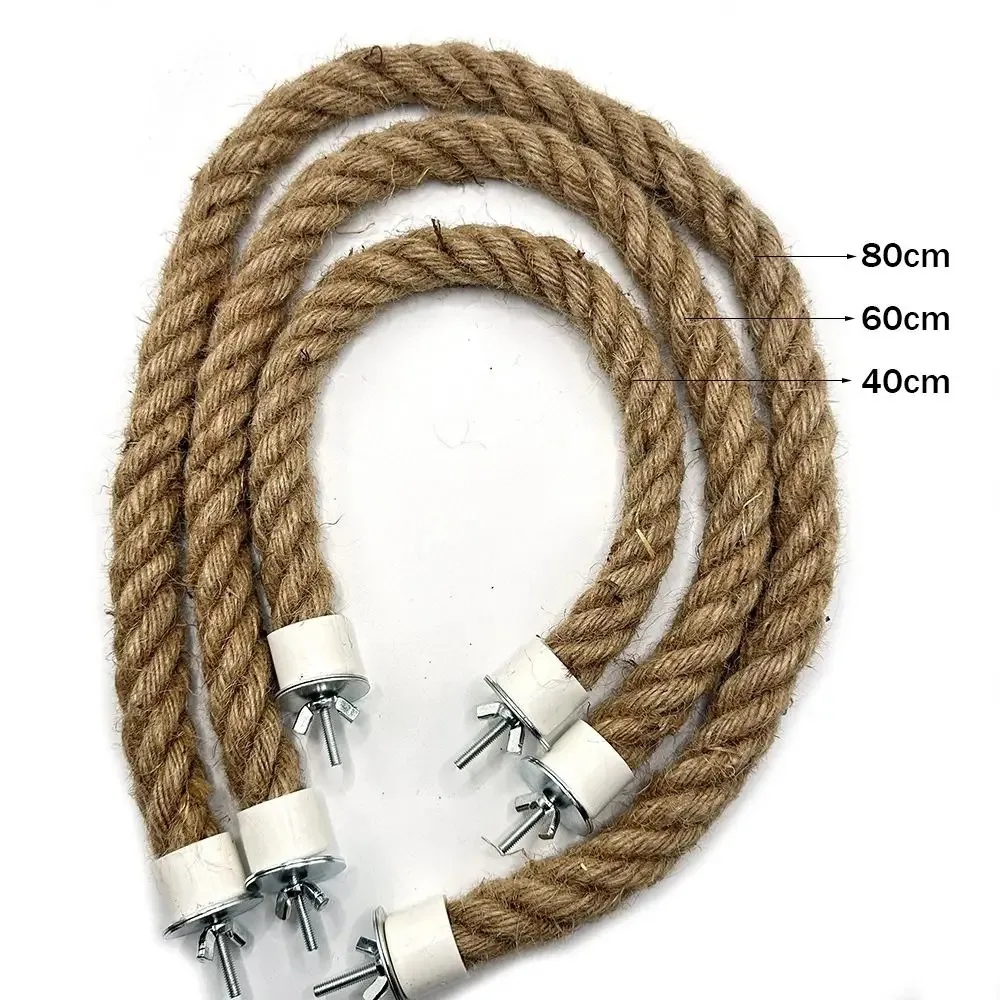 Flexible Hemp Rope Bird Perch 40/60/80cm Cage Swing Stand for Parrot Macaw Cockatiel Budgie Climbing Chewing Exercise