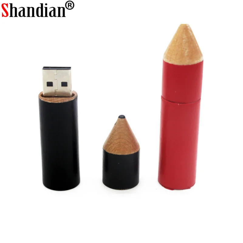 SHANGDIAN-나무 펜슬 USB 플래시 드라이브 U 디스크 크리에이티브 선물 펜드라이브, 4GB 8GB 16GB 32GB 펜 드라이브 64GB 메모리 스틱 도매