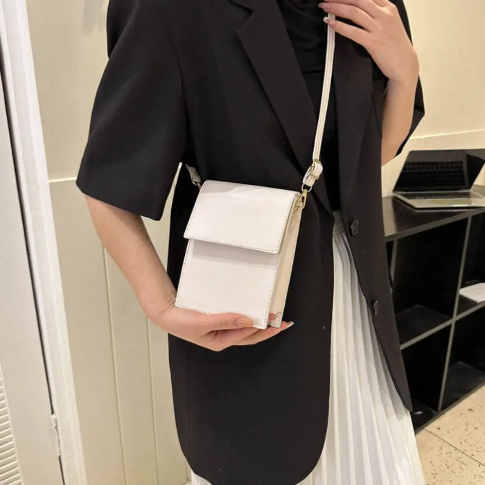 

Solid Color PU Leather Small Shoulder Bag Simple Portable Crossbody Tote Bag Large Capacity Purse Mini Phone Bag Women