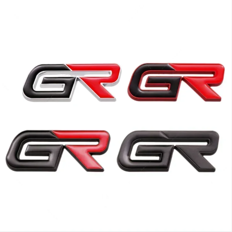 3D Metal GR Letters Front Grill Emblem Badge Rear Trunk Sticker Decals for Toyota Corolla CHR RAV4 Yaris Prado Prius Camry