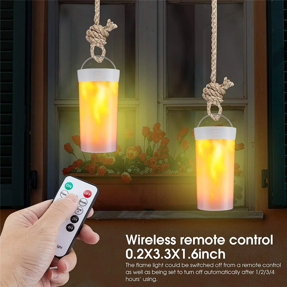 USB Recharged Flicker Night Lamp 3D Fire Indoor/Outdoor Dimmable Lantern Lamp for Halloween,Christmas,Party