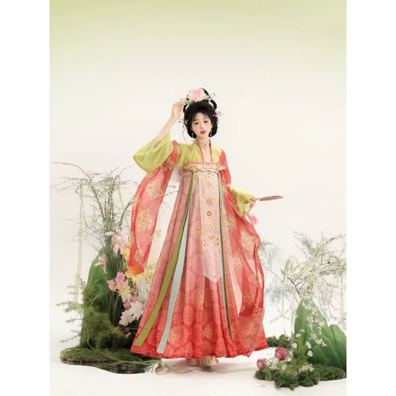 Hanfu for Women Tang Dynasty Style One-piece Chest-level Embroidery Eight-cut Group Daily Spring and Summer Style Women’s Wear