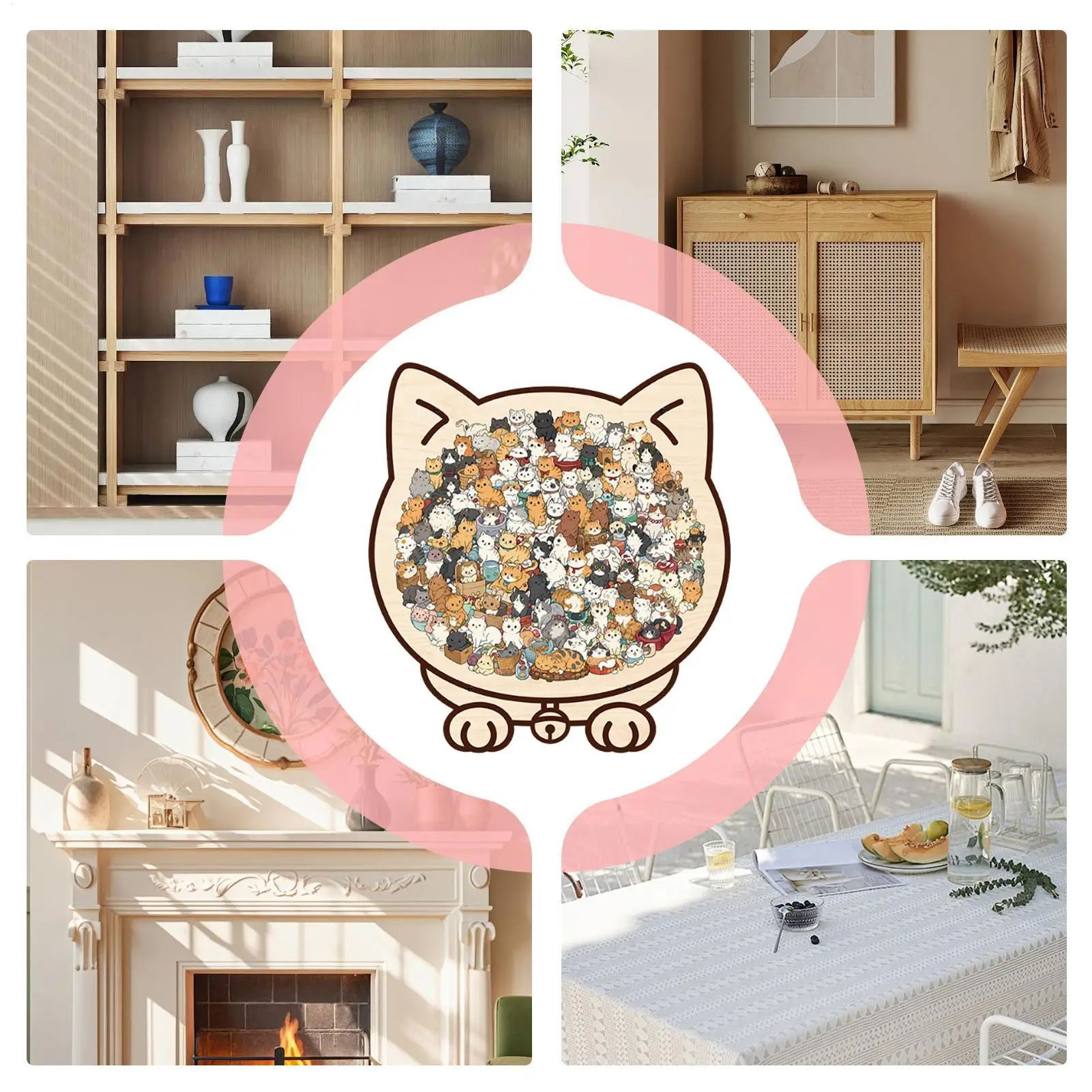 Rompecabezas de madera de 135 piezas con silueta de gato y perro, juego de mesa educativo, rompecabezas de madera para adultos, para preescolar, aula y jardín de infancia