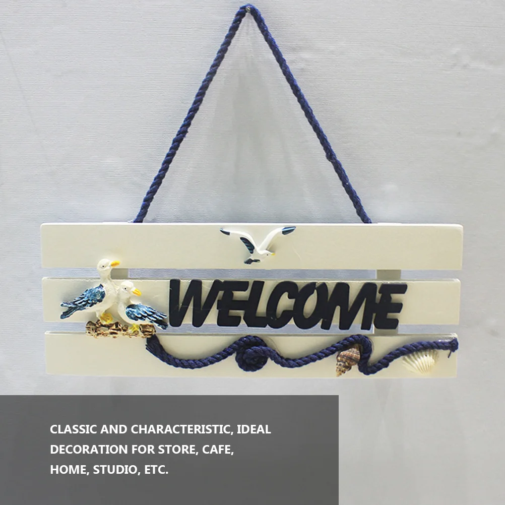 1 قطعة خشب الصنوبر ترحيب علامة معلقة لوحة الباب نمط البحر الأبيض المتوسط الإبداعية بحري جدار زخرفة للمنزل متجر استوديو ديكور #3