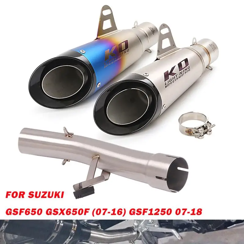 

51mm Muffler Slip On For SUZUKI GSX650F 07-16 GSF1250 07-18 Motorcycle Exhaust Pipe Mid Link Tube 310MM Escape Without DB Killer