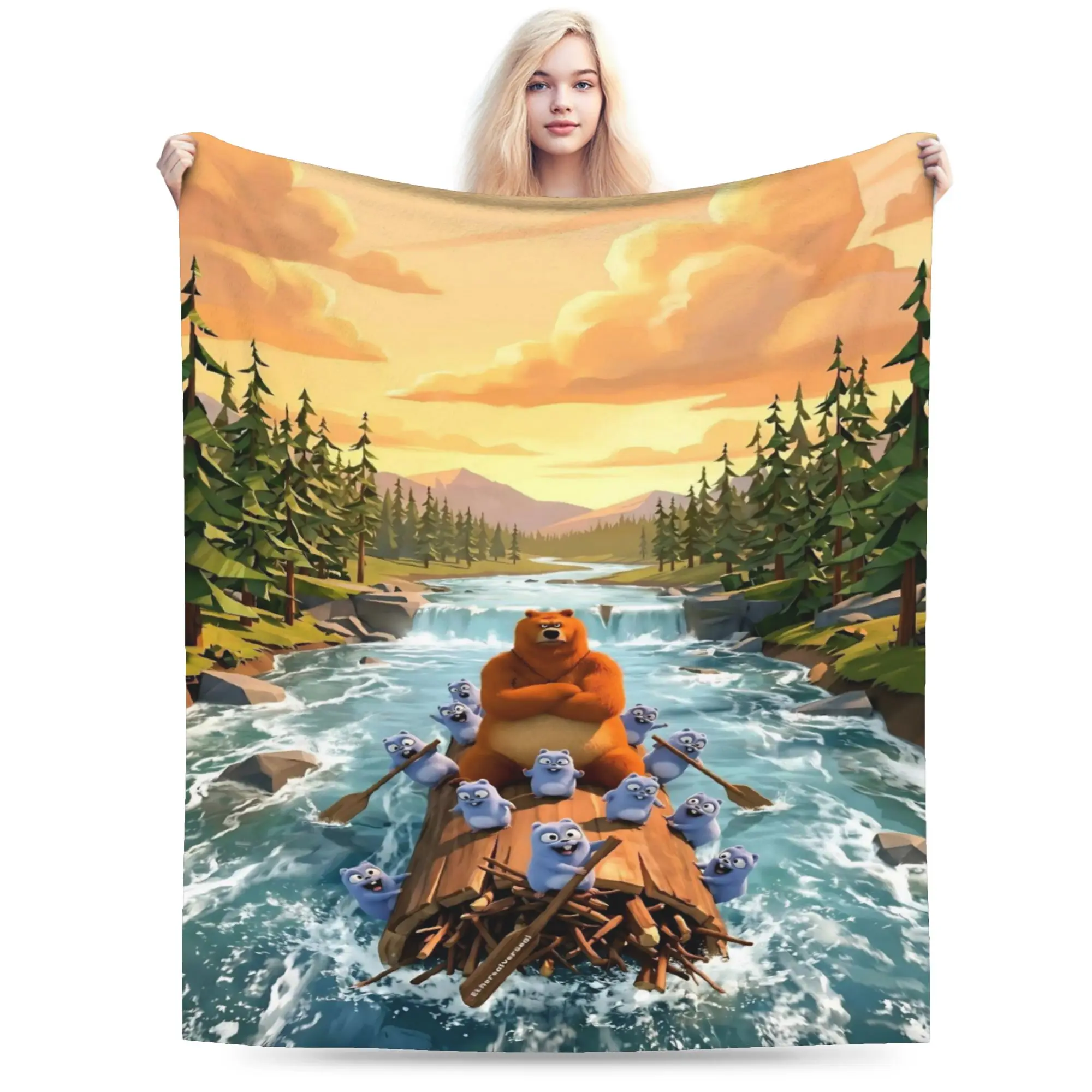 Grizzly And Lemmings  Blanket Multi-size Soft and Lightweight  Throw Blankets for Couch Sofa and Bed