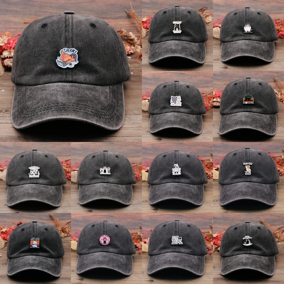 

Anime Cat Monster Vintage Classic Baseball Caps for Men Cap Casual Style Women Washed Hat Outdoor Sports Cap