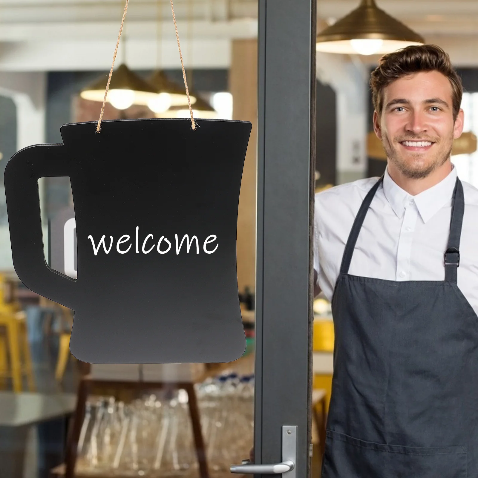 Hanging Blackboard Creative Beer Mug Shape Wooden Chalkboard Message Board Coffee Shop Restaurant Display Sign Decoration