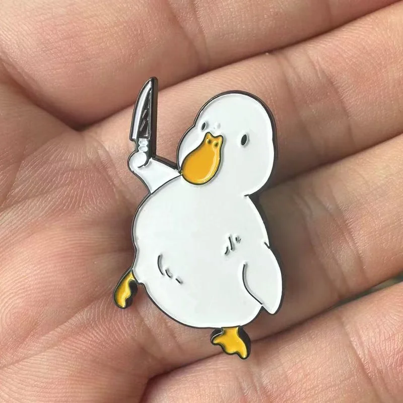 Interesting Duck Knife Brooch Cartoon Art Needle Buckle Accessories Collection Badge