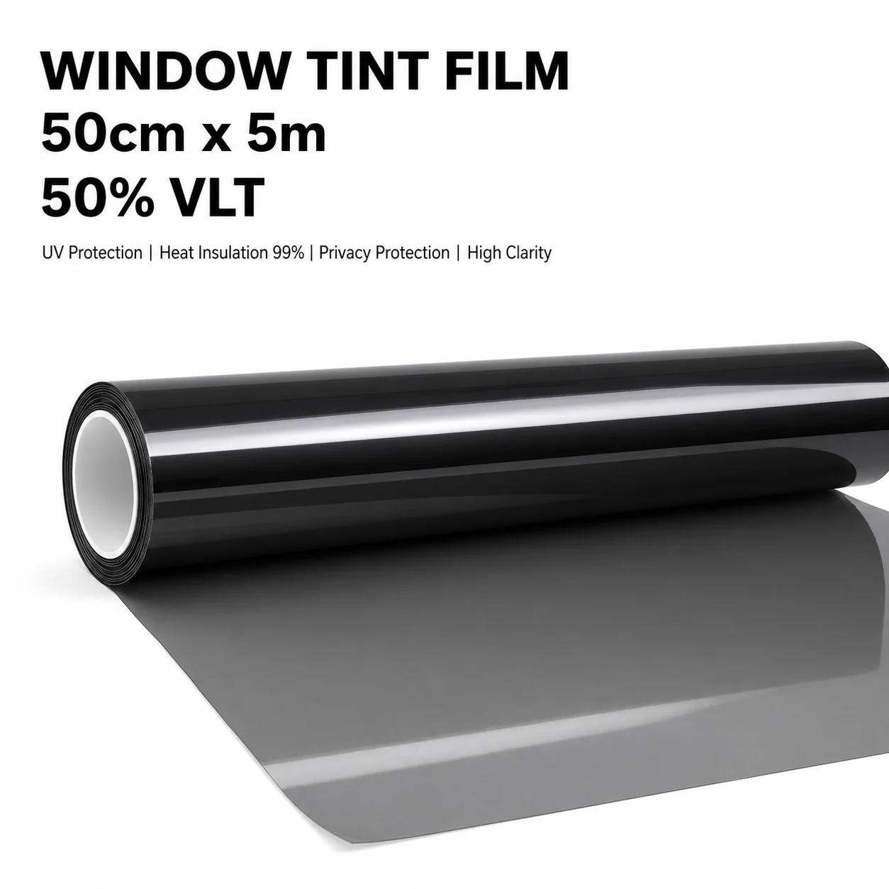 

50% VLT Clear View Smoke Nano Ceramic Car Window Tint Film 50cmX500cm Shop Grade DIY Install Wide Sheet Installation Roll Window