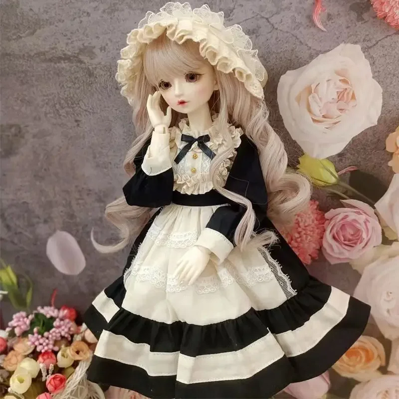 New 1/3 1/4 1/6 Doll's Clothes for 60/45/30cm Bjd Doll Play House Vintage Girl Toys Dress Up Fashion Doll Accessories, No Doll