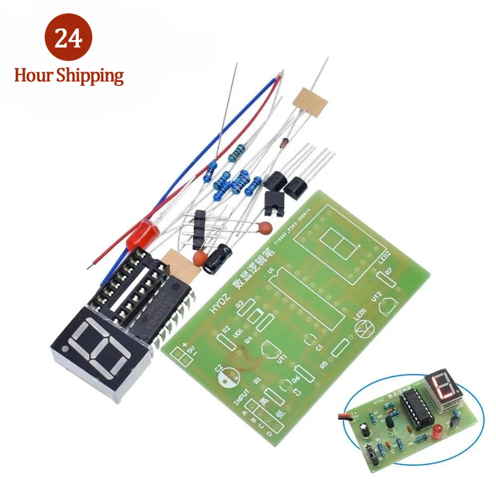 DIY LED pcb Digital Display LED Logic Pen Electronic Kit High and Low Level Test Circuit Soldering Practice Board Kit