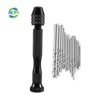 AEA4-Hand Drill Bits Set 31Pcs Hand Drill Set Precision Pin Vise Micro-Mini Twist Drill Bits For Metal Wood, Delicate Manual Wor